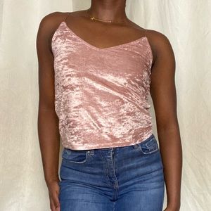 Divided Pink Velvet Tank/Camisole